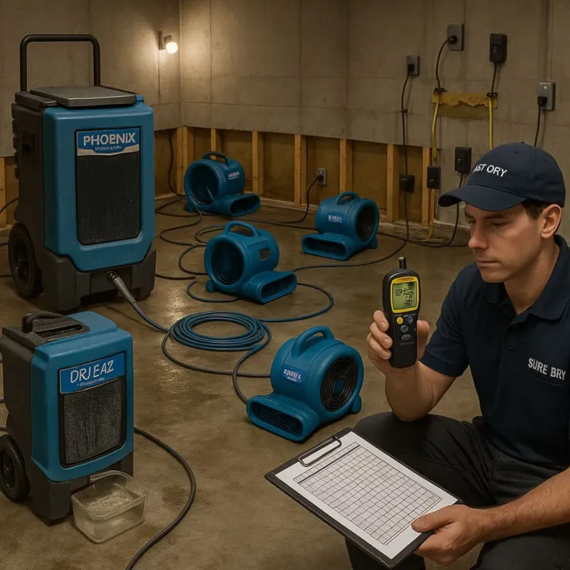 Structural Drying and Dehumidification process in City of Fredericksburg, VA